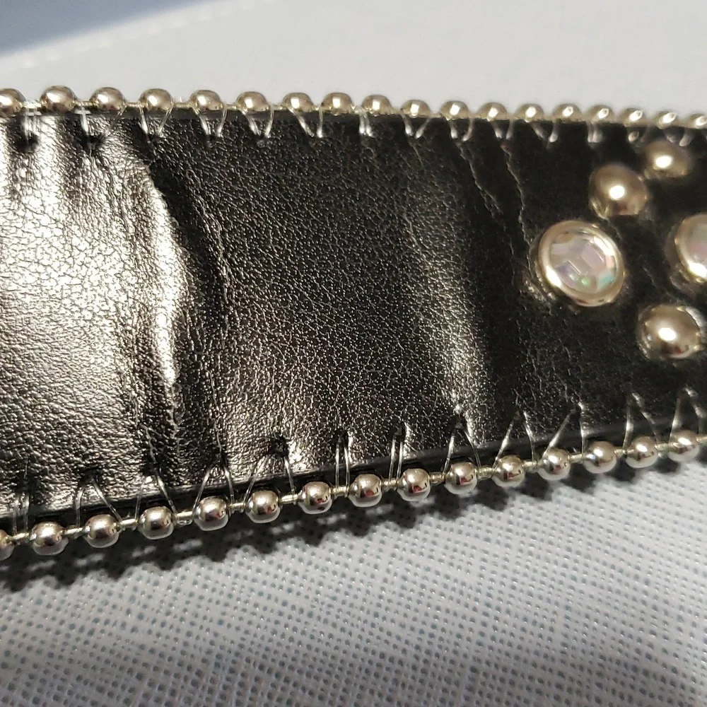 Womens Geniune Leather Western Rhinestone Belt - Picture 6 of 7